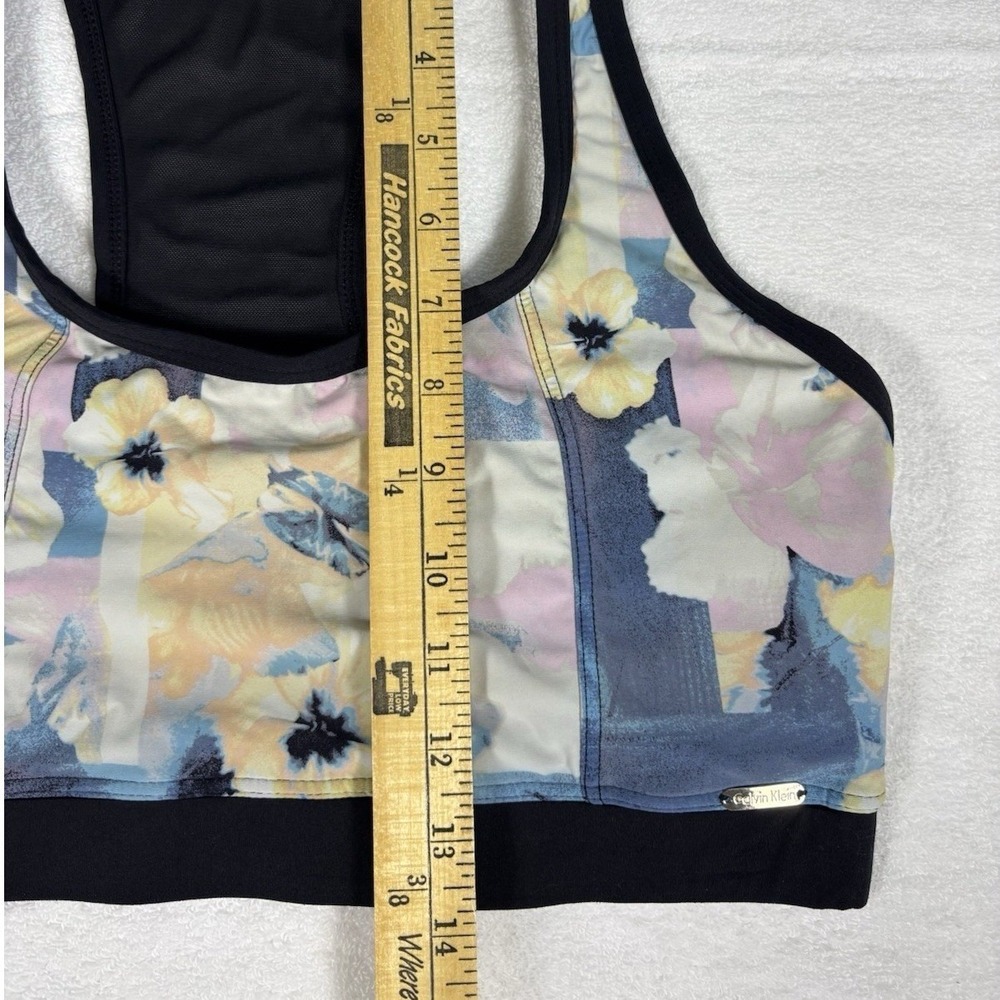Calvin Klein Floral Sports Bra Large Racerback Athletic Workout Gym Activewear - Picture 10 of 10